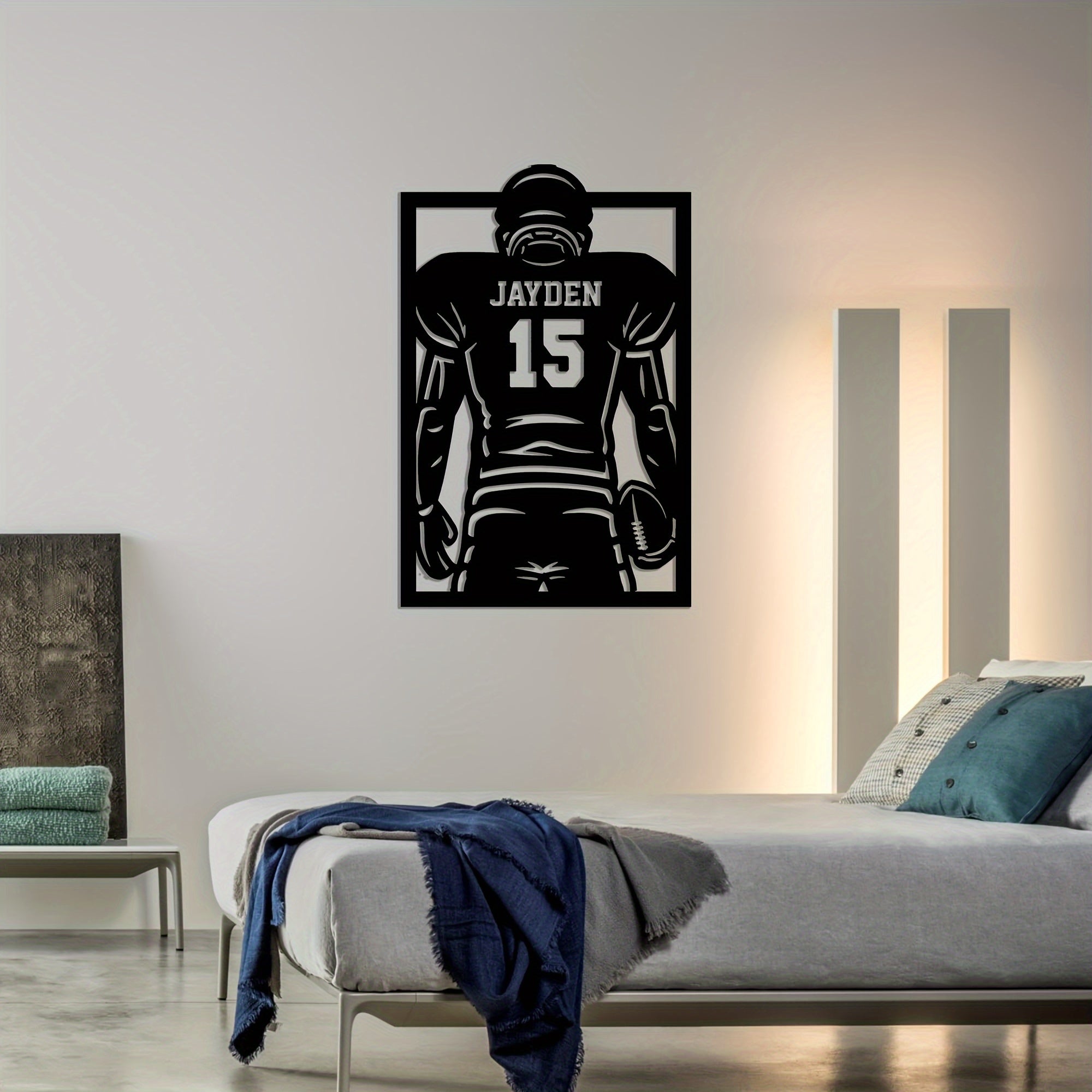 Personalized Football Metal Wall Art Durable Indoor Outdoor Decor Gift for Football Fans