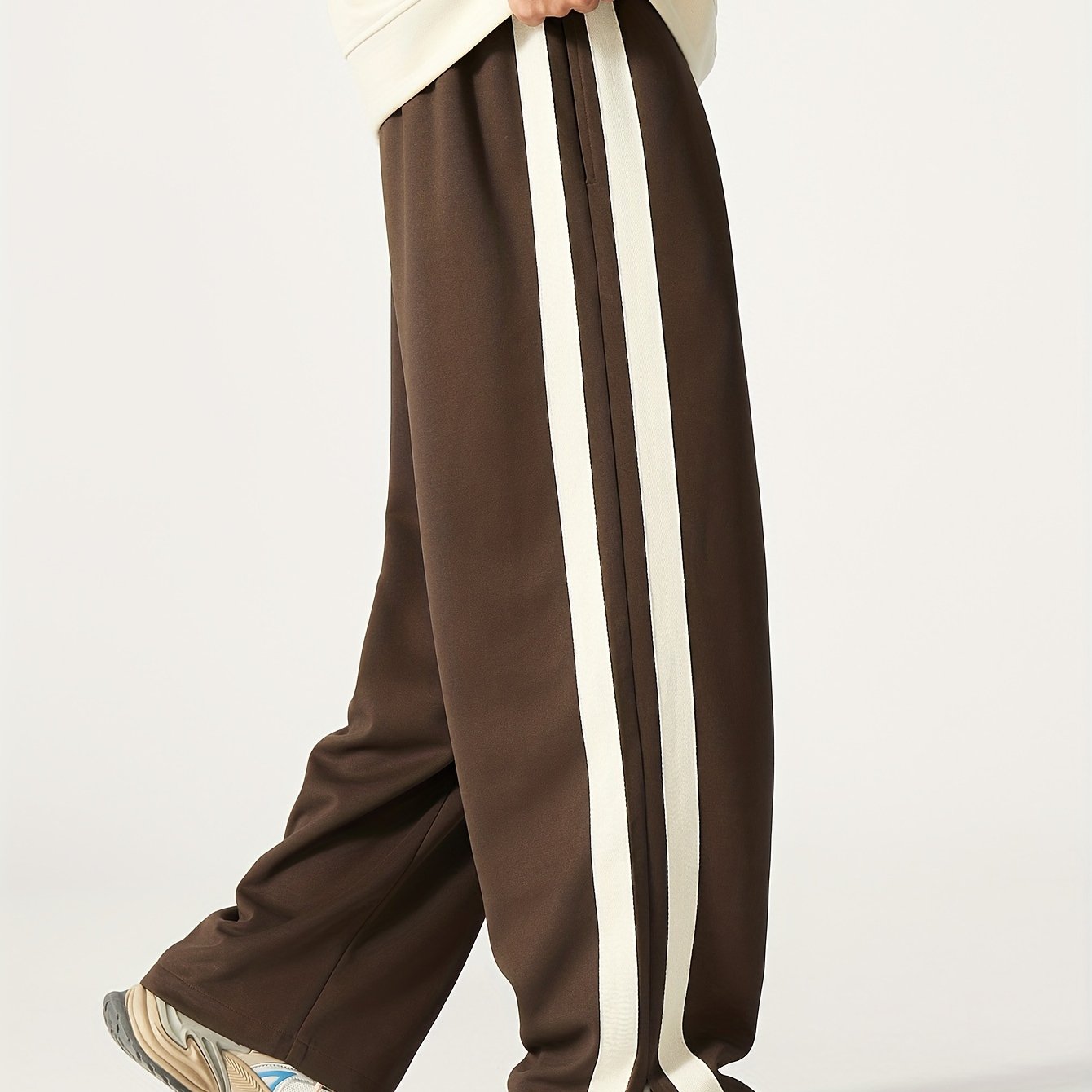 Men's Plus Size Casual Striped Joggers Lightweight Polyester Blend Loose Fit All-Season