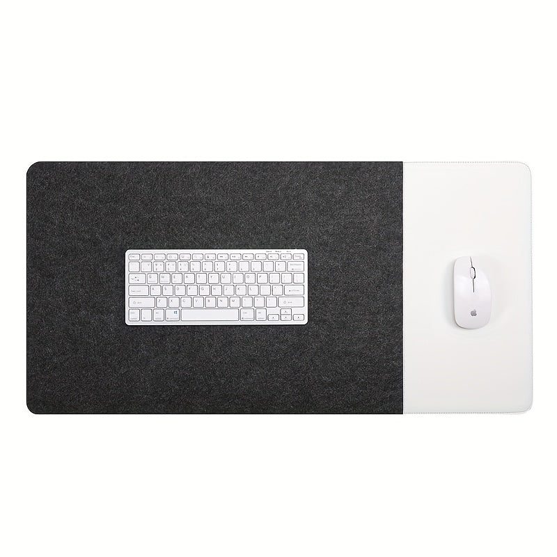 Large Gaming Mouse Pad with Anti-Slip Felt Faux Leather Wrist Support for E-Sports Office Use