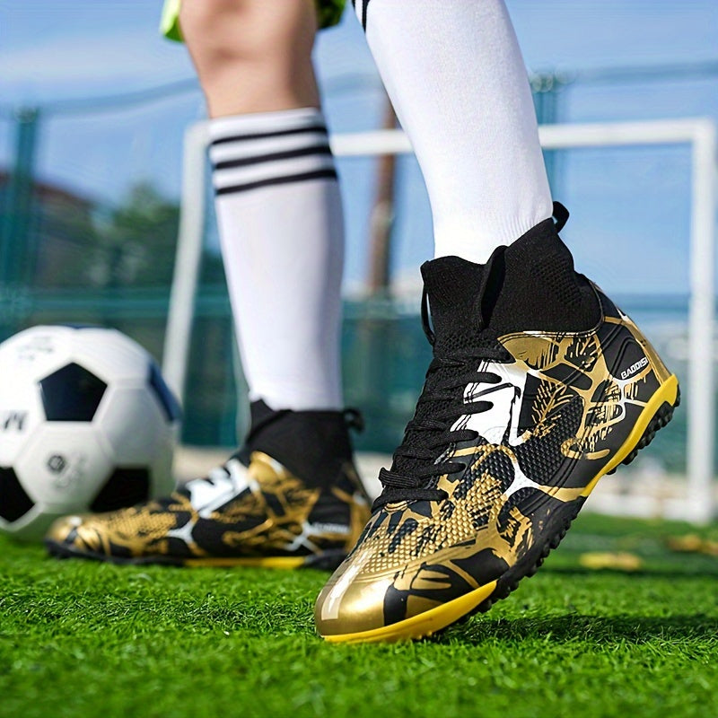 Men's Striped Football Shoes Durable Non-Slip Lightweight All-Season Training and Sports