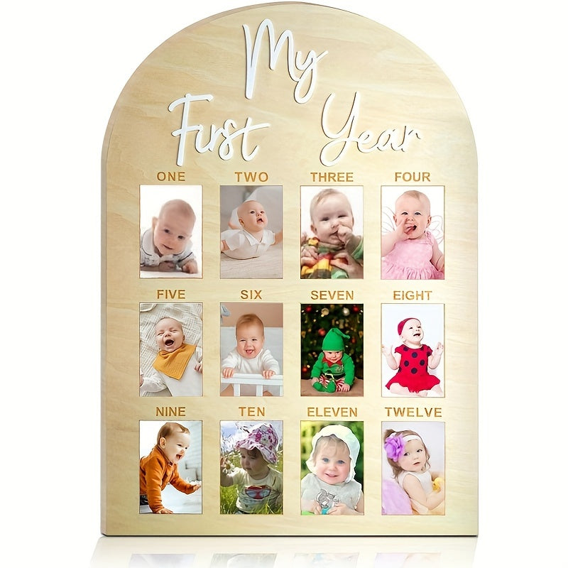 Wooden Milestone Photo Frame for Baby First Birthday Nursery Decoration