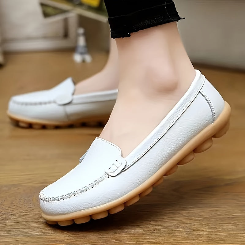 Women's Round Toe Loafers Slip-On Casual Shoes Lightweight Comfort