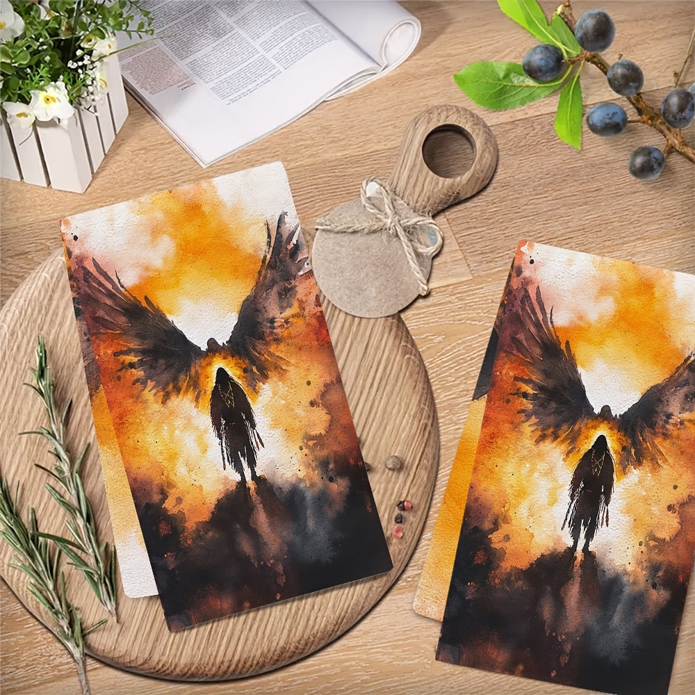 Soft Absorbent Kitchen Towels Set of 2 Native American Spirit Prayer 16x24 Inches