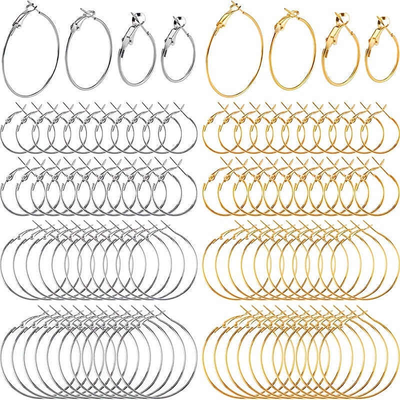 Set of Silver and Gold Plated Ferric Earring Hoops for DIY Jewelry Making