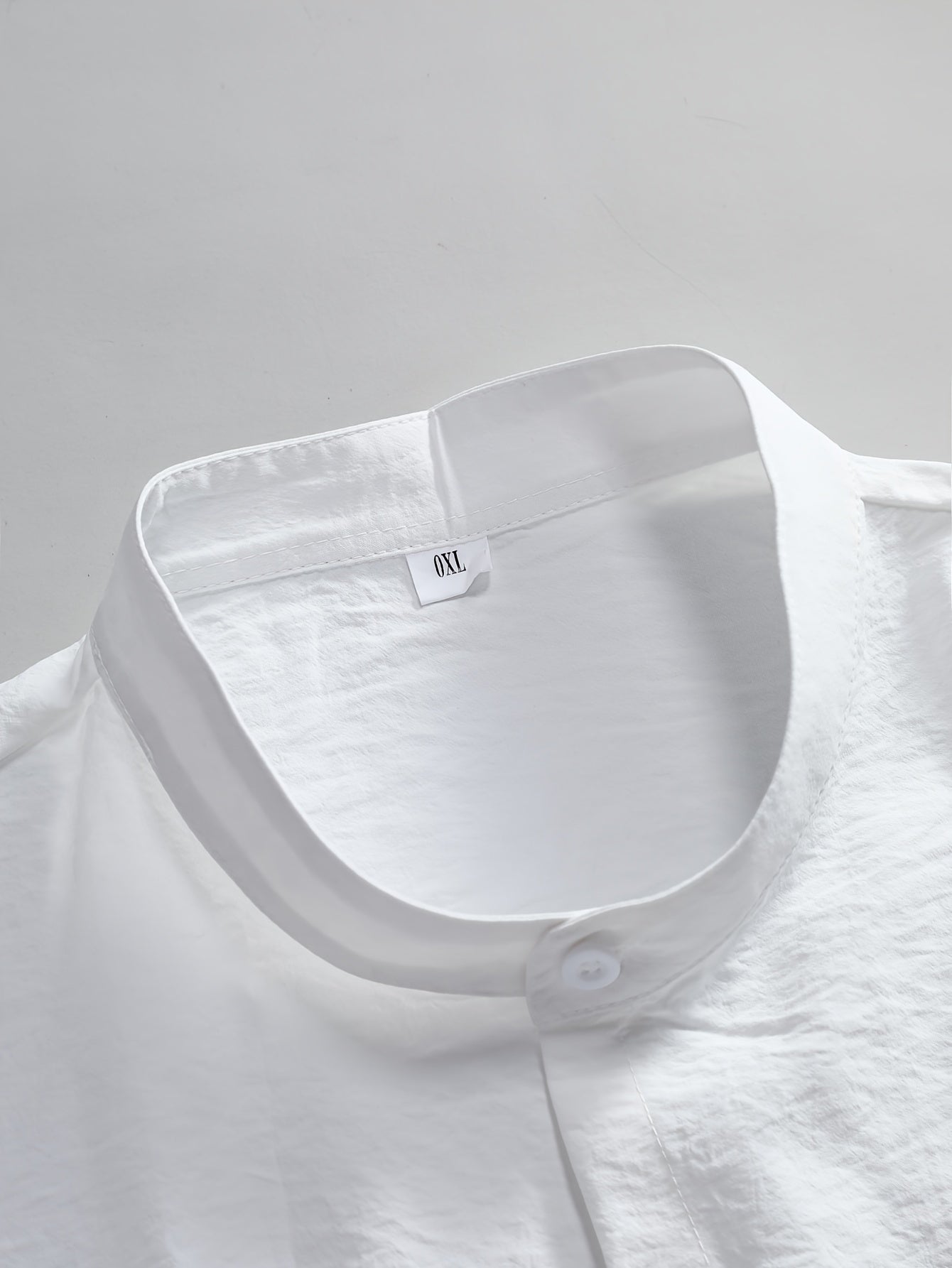 Men's Beige Short Sleeve Dress Shirt Polyester Solid Casual Office Plus Size