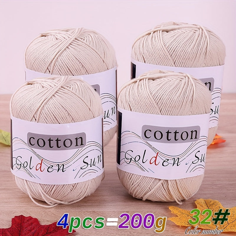 4pcs Cotton Yarn Medium Weight for Crocheting Knitting Multicolor Gradient Autumn Leaves Design