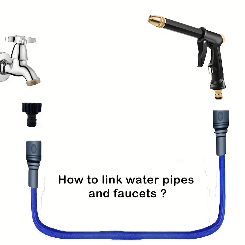 Телескопическая шланг для мойки автомобилей с высоконапорной водяной пушкой, портативная и прочная для мытья автомобилей и домашних животных. Длина 30,48 метра.