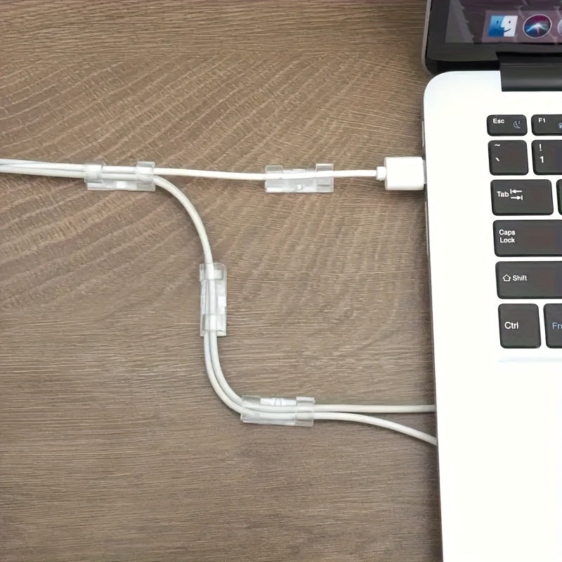 100 shaffof plastmassa kabel kliplari elektr tarmog'ini boshqarish uchun, devor va stol ostiga o'rnatish