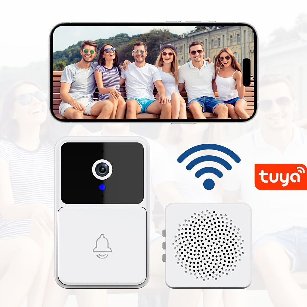 Wireless Smart Doorbell with 480P Camera Night Vision Two-Way Audio Battery or USB Power