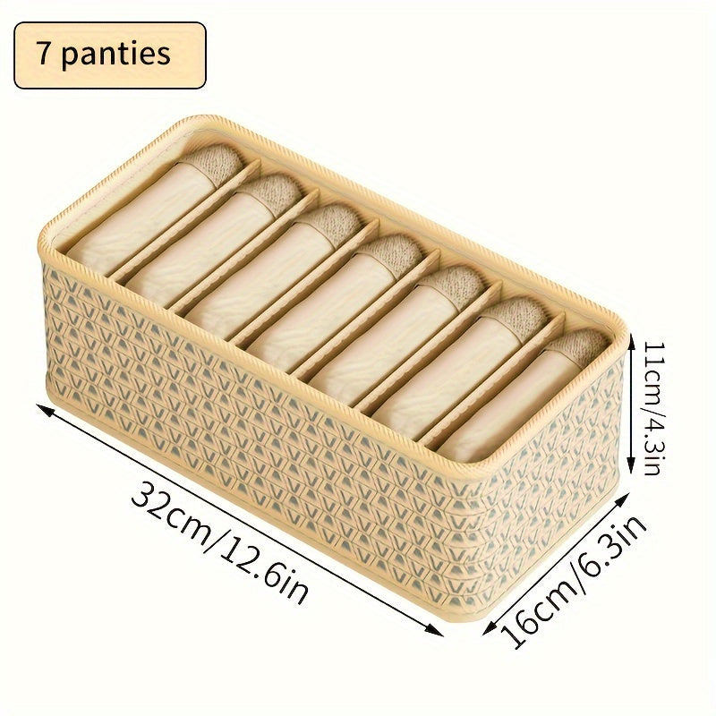 Juego de 3 cajas de almacenamiento plegables para ropa interior, calcetines y accesorios, beige, poliéster