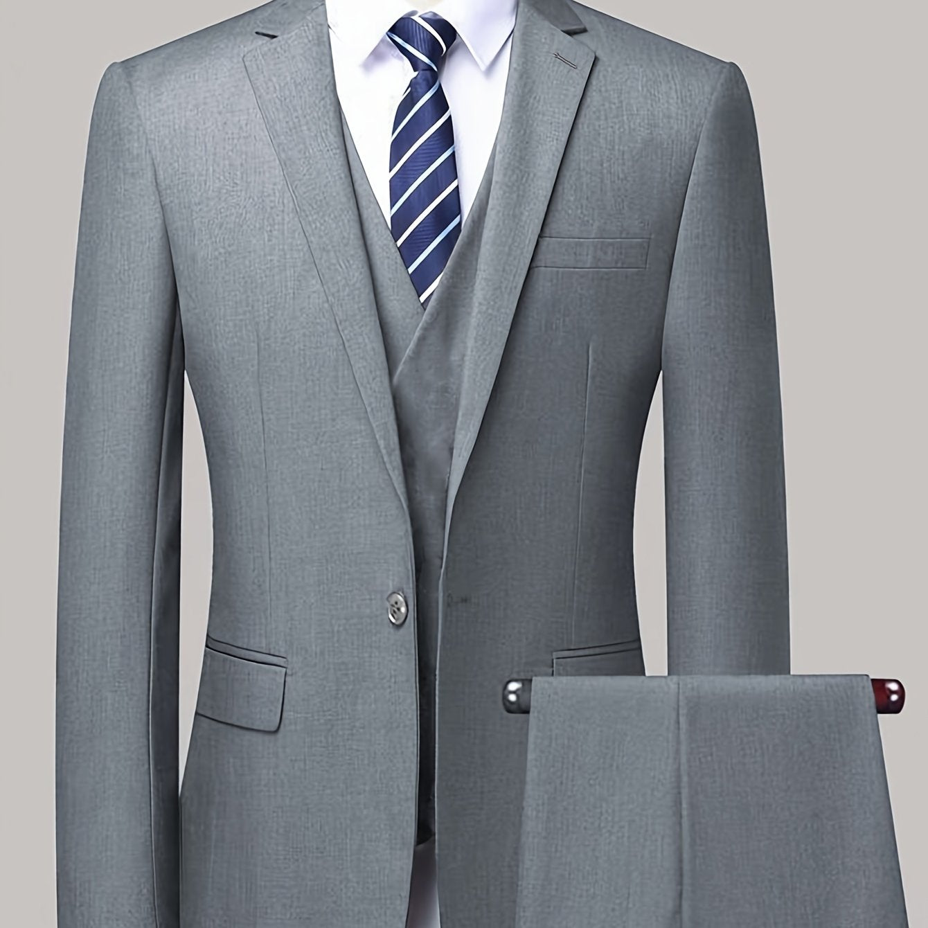 Men's Casual Two-Piece Suit Set with Sealed Pockets Polyester Solid Color Spring Fall Work Regular Fit
