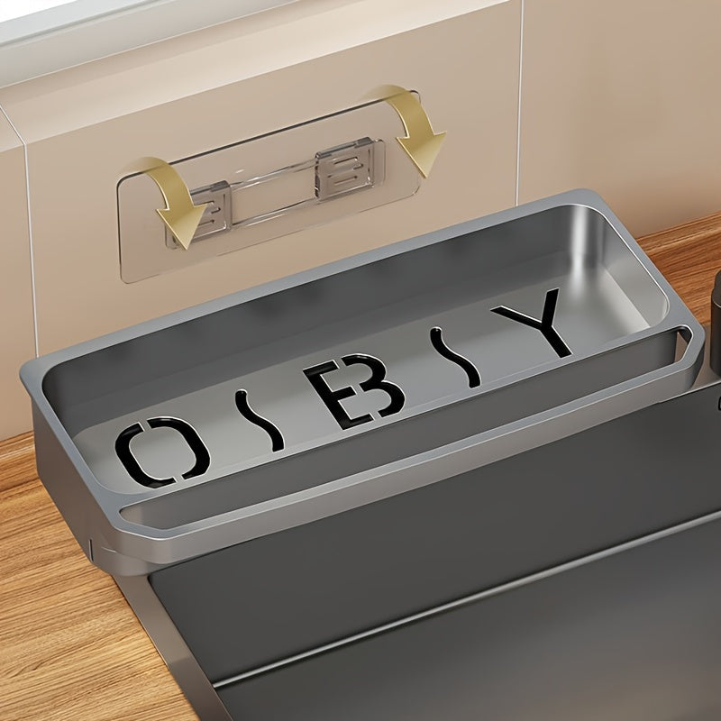 White Plastic Wall-Mounted Kitchen Sink Organizer with Towel Holder