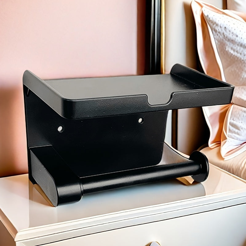 Self-Adhesive Plastic Toilet Paper Holder No Drilling Bathroom Organizer