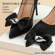 Women Retro Bow Design Detachable Shoe Buckles for High Heels Decoration