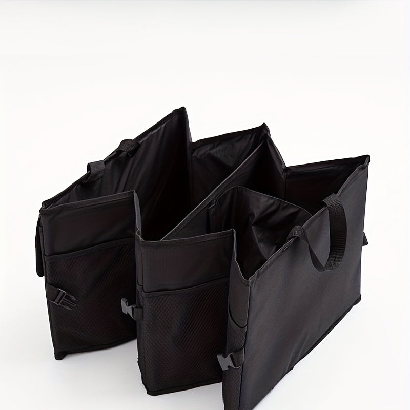 Waterproof Polyester Car Trunk Organizer for SUV Foldable Backseat Storage Black