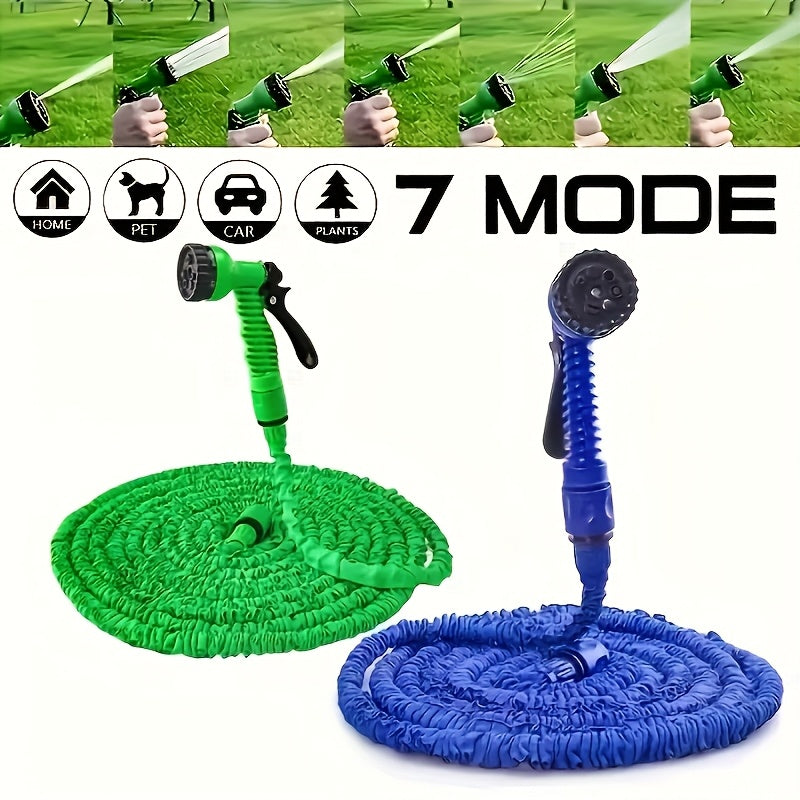 Голубой садовый шланг с регулируемым распылителем, прочный и гибкий для полива растений, мойки автомобиля, ухода за газоном, уборки дома