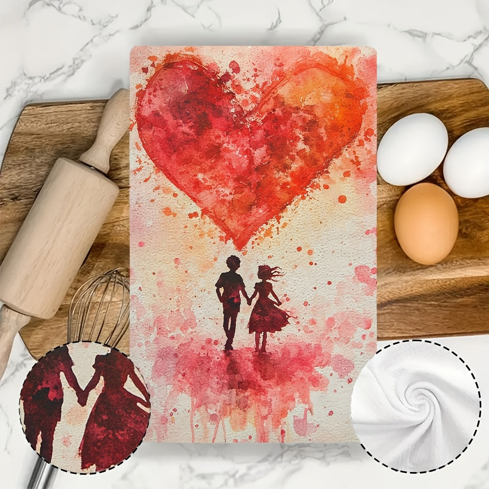 Valentine's Kitchen Towels Set Ultra-Soft Absorbent Dish Hand Drying 40x60 cm