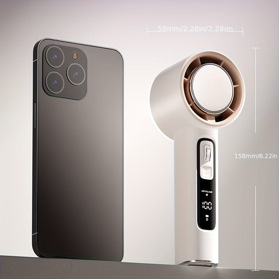 Mini Handheld Fan with 100-Speed Turbo, LED Display, USB Rechargeable, Aromatherapy