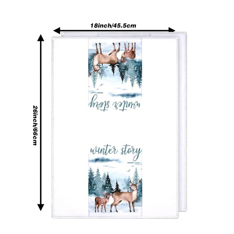 Set of 2 Cozy Winter Deer Towels 45x66cm Soft Polyester Kitchen Bathroom Decor