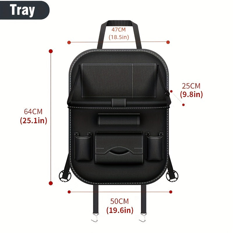 Car Back Seat Organizer with Storage Pockets Kick Mats Seat Protectors Tissue Box Cup Holder Laptop Table Eating Tray for Parking Use