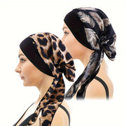 Бохо шик тюрбан с завязками с геометрическим узором из вязаного полиэстера для пациентов, проходящих химиотерапию