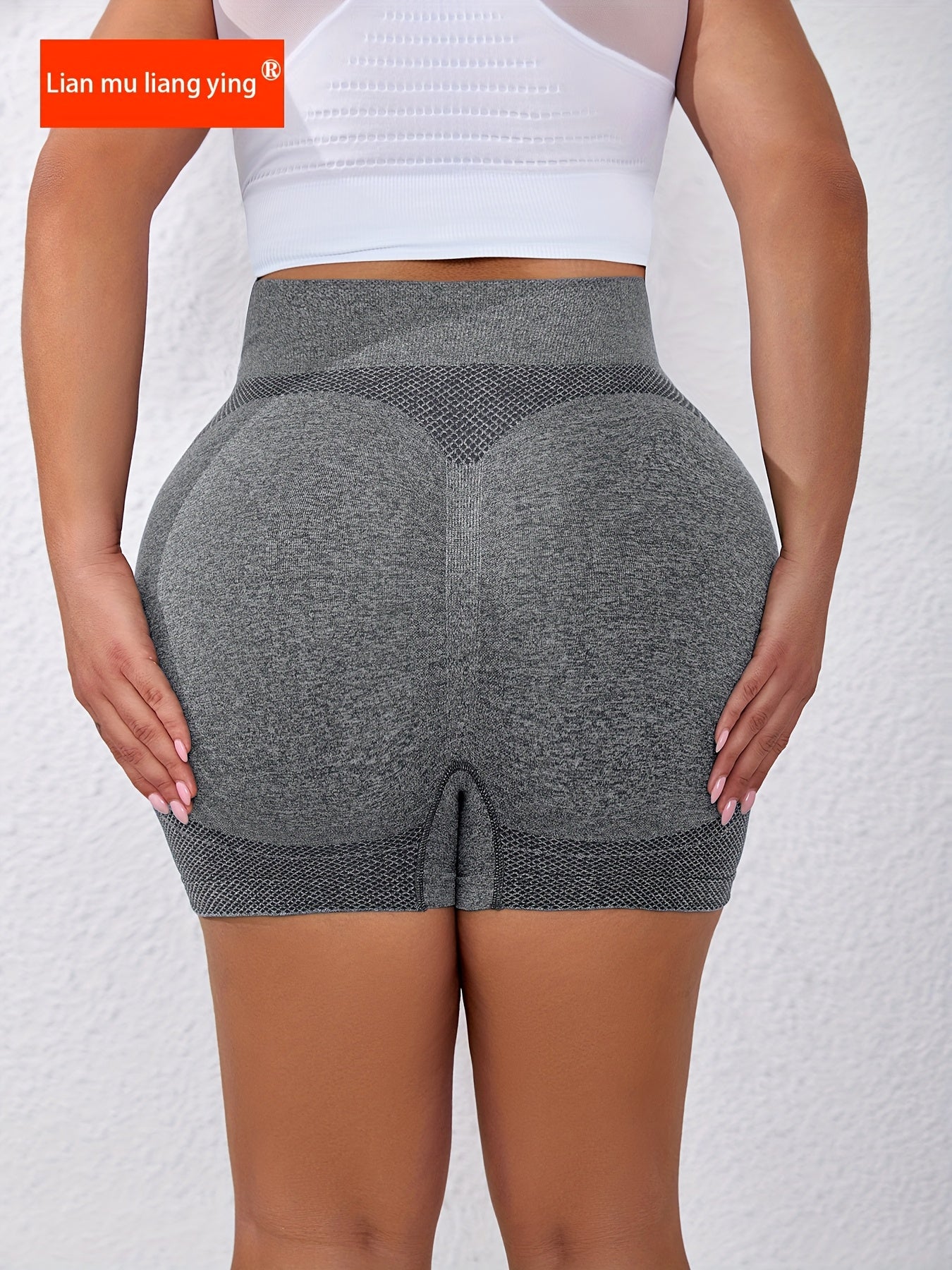 Pantalones cortos de yoga con forma de durazno de cintura alta para mujer, nylon elástico para todas las estaciones, negro, gris, azul