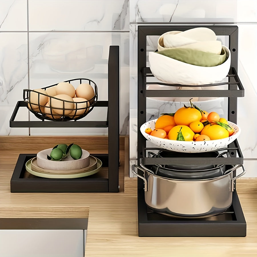 Estantes de cocina de múltiples capas para almacenamiento bajo fregadero con soportes para ollas ajustables en altura de acero inoxidable