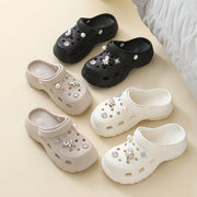 Women's Platform Sandals Non-Slip EVA Cushioned Insole Beige Black White