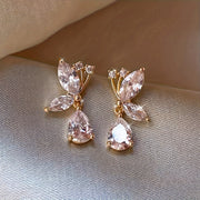 Women's Butterfly Glass Pendant Earrings Zinc Alloy Dangle Jewelry for All Seasons