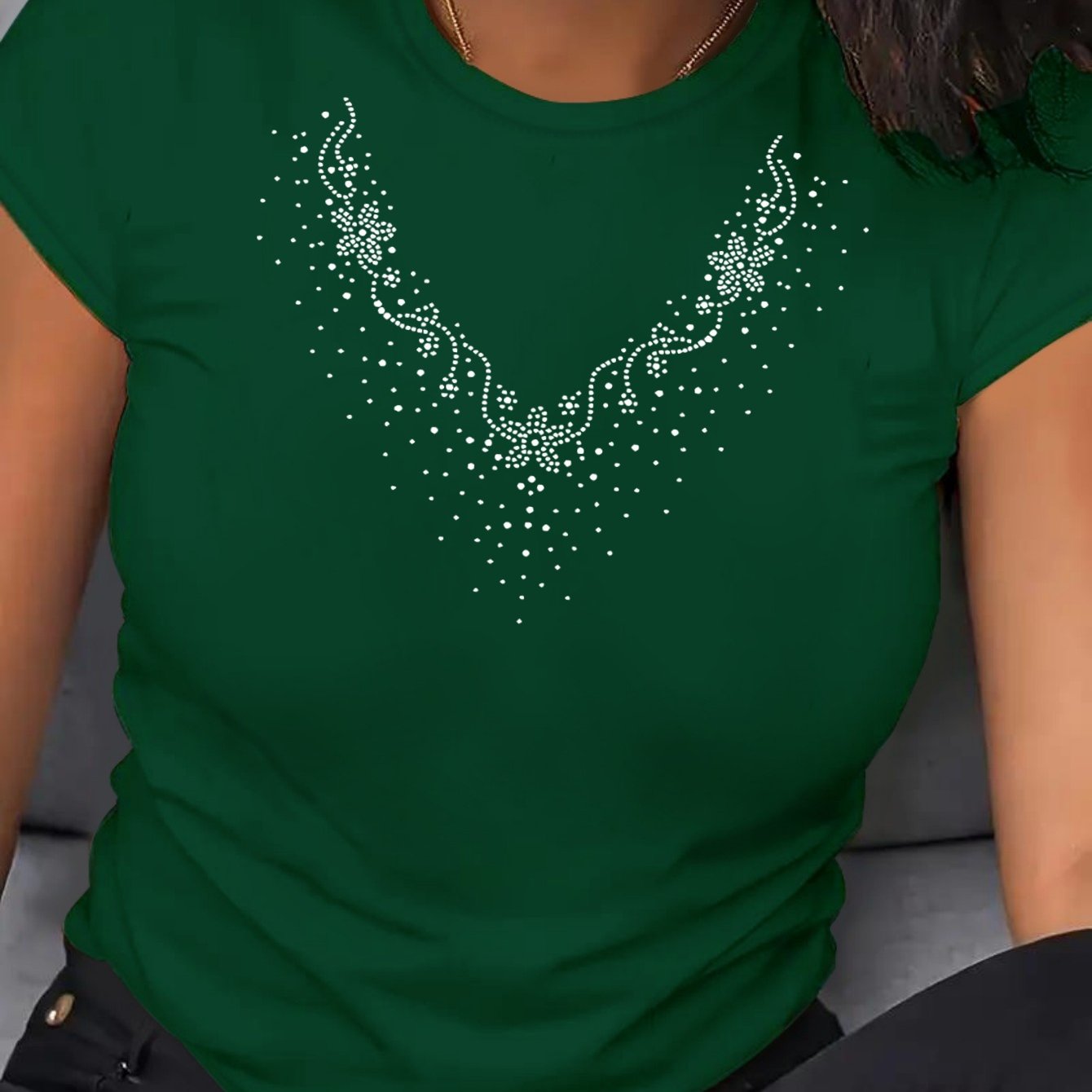 Women's Plus Size Casual T-Shirt Polyester Round Neck Short Sleeve Breathable