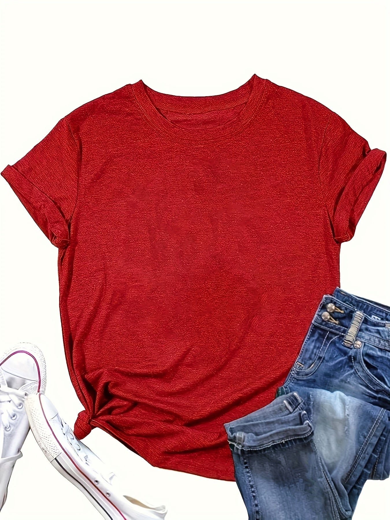 Women Short Sleeve T-Shirts 5 Pack Solid Colors Summer Casual Everyday
