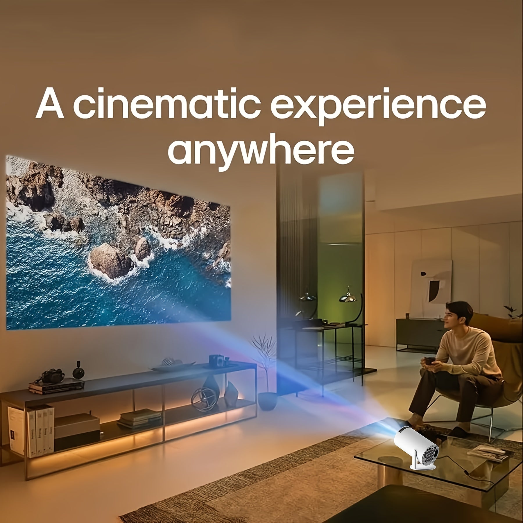 Portable 4K HD Movie Projector with Android 11 Wireless WiFi and 720P Display