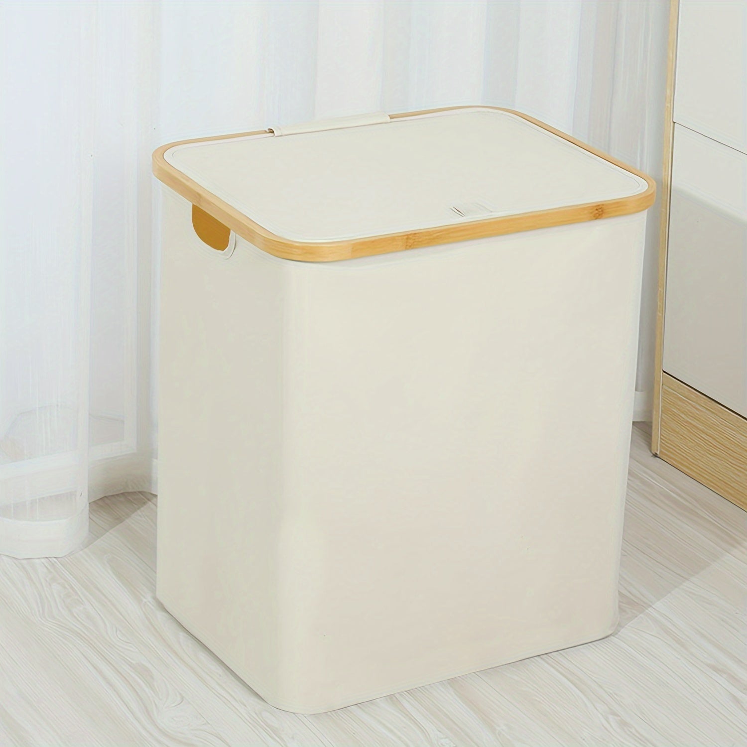 Bamboo Laundry Hamper 60L Foldable Waterproof Collapsible Closet Bathroom Storage