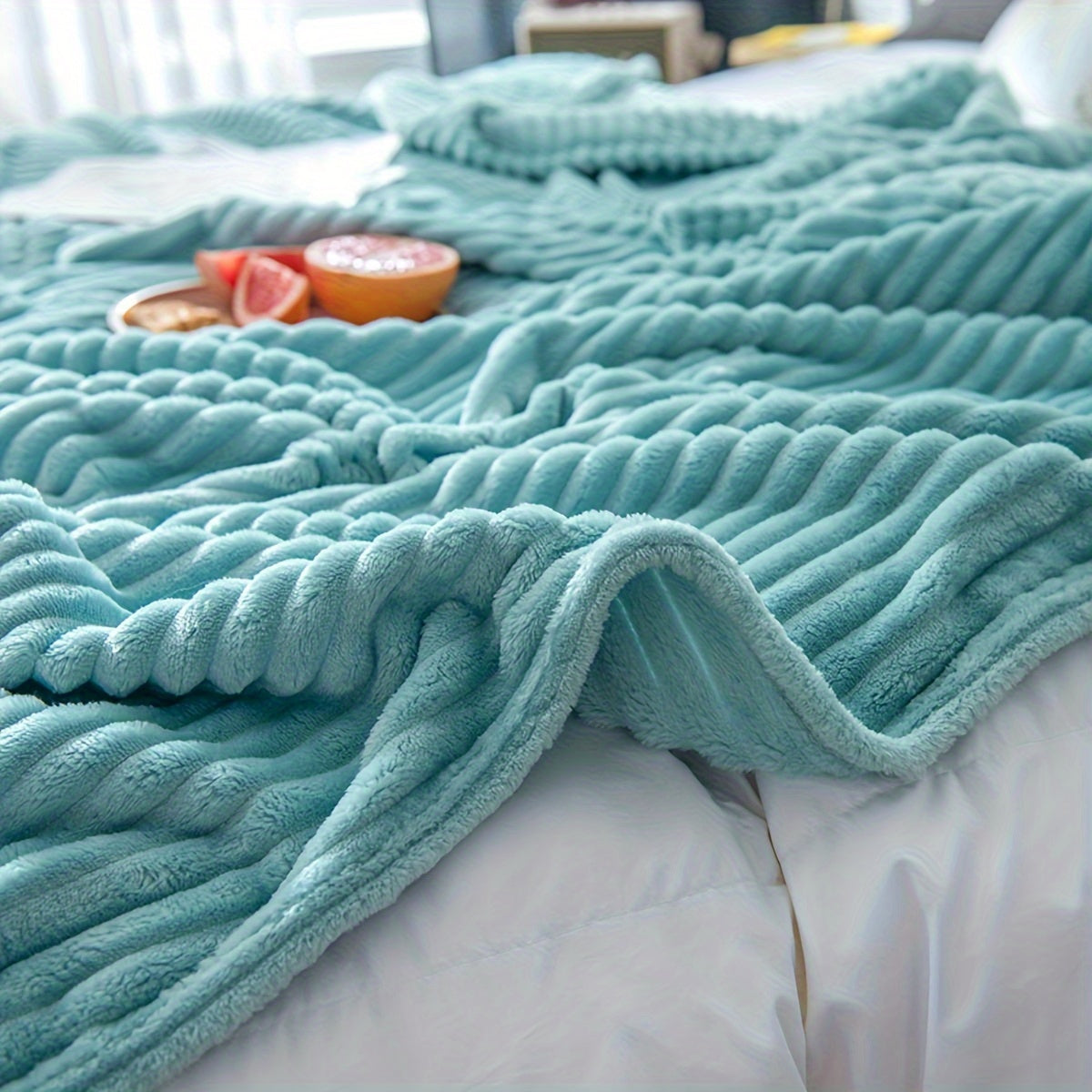 Plush Blanket with Drawstring Solid Color Throw Blanket Multi-Functional Gift for All Seasons