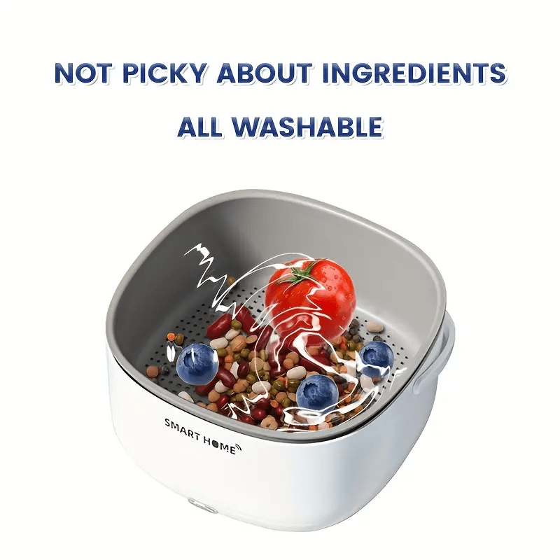 Wireless Fruit Vegetable Wash Basket with Soundwave Technology Portable Cleaner Large Capacity