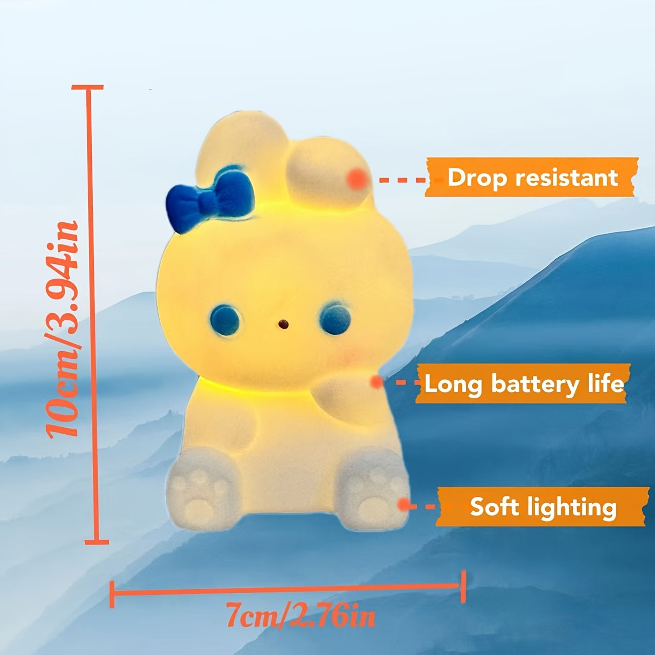 Plastic Asian Style Rabbit Table Lamp with Soft Lighting Battery Operated for Home Decor