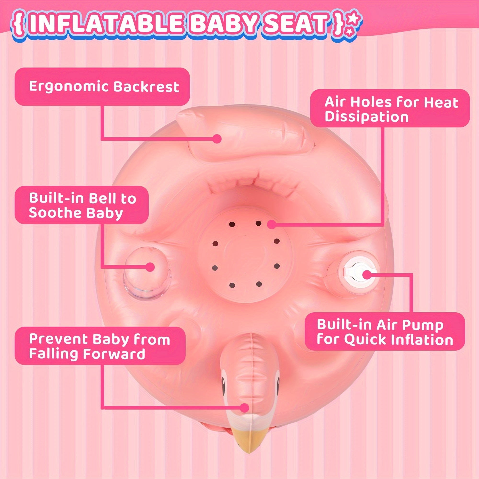 Havo pompasi bilan to'ldiriladigan chaqaloq uchun stul, PVC pol stuli, qo'llab-quvvatlash yostiqchasi, chaqaloqlar uchun