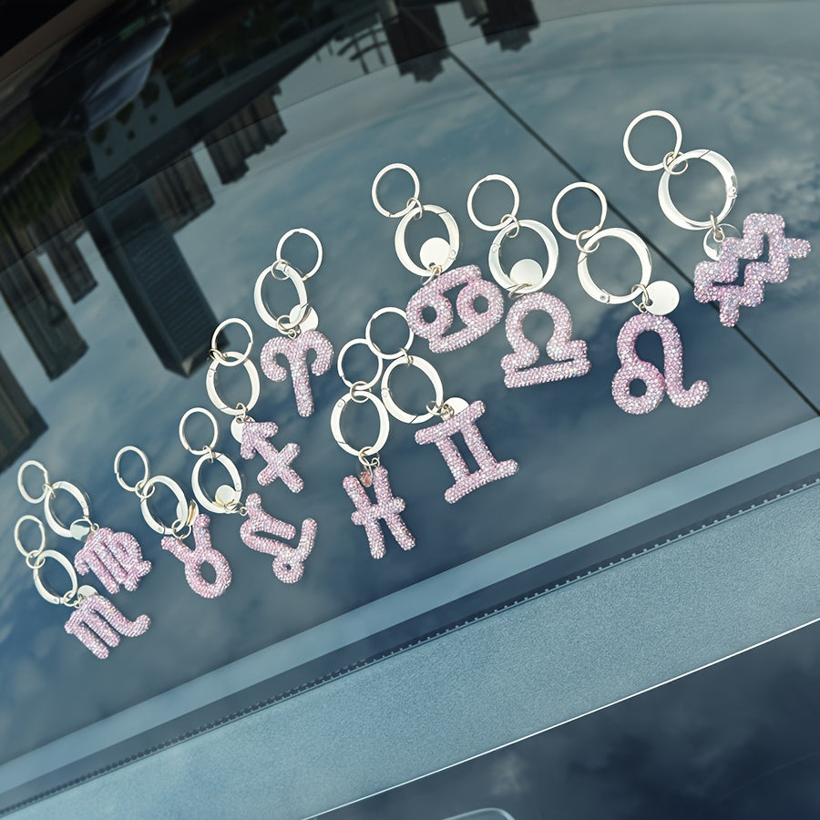 Llavero de resina rosa y metal con cristales para bolsos y mochilas