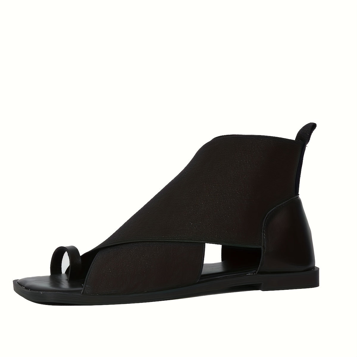 Women's Flat Open Toe Sandals with Thick Heel and Synthetic Material