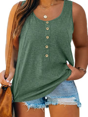 Plus Size Sleeveless Tank Top Casual Crew Neck Summer Clothing