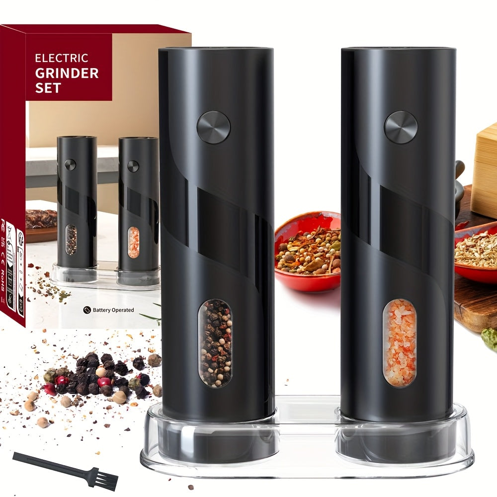 LED chirog'i bilan elektr tuz va murch maydalagich to'plami, sozlanadigan qattiqlik, to'ldiriladigan, bitta qo'l bilan ishlash uchun oshxona asbobi