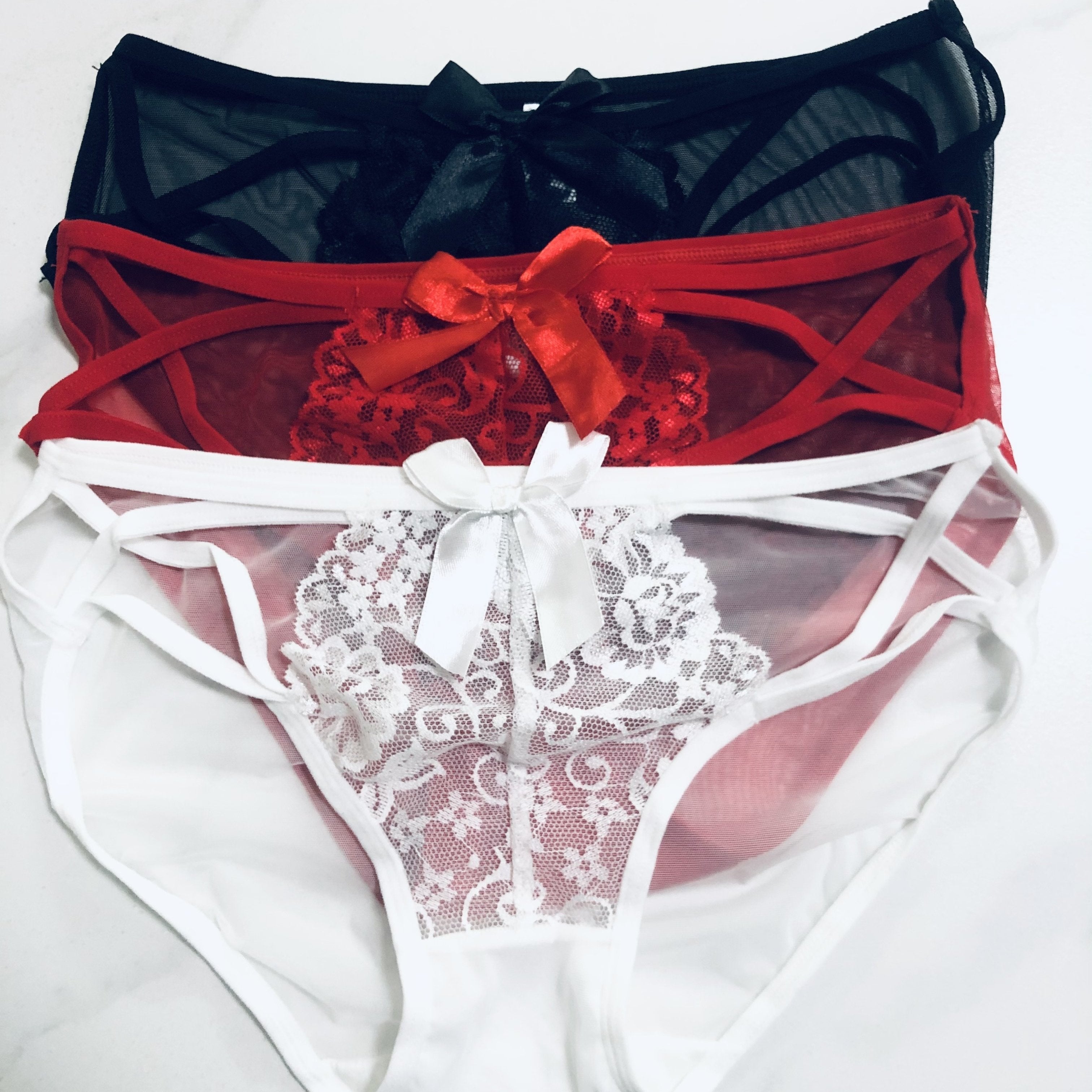 3 dona Jozibador Bo'sh To'qima Ayollar Ichki kiyimlari, Past Bel Mesh Seamless Briefs, Lingerie va Ichki kiyimlar