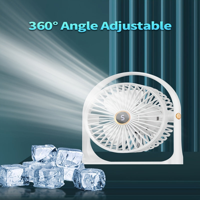 Compact USB Rechargeable Table Fan with Clip-On, Quiet 5W Personal Fan