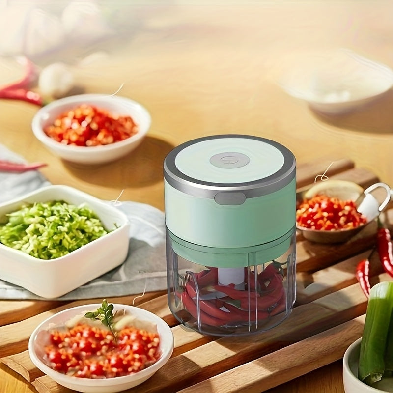 Kuchli maydalagich bilan USB orqali qayta zaryadlanadigan Elektr sarimsoq maydalagich, turli mahsulotlar uchun - kichik, shaffof va portativ oshxona asbobi.