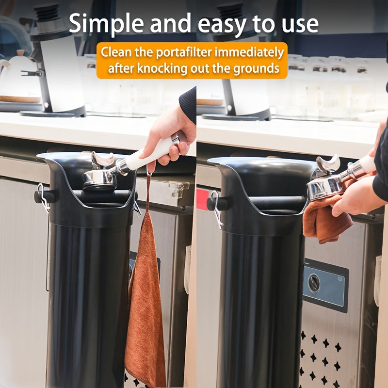 Commercial Espresso Knock Box with Removable Non-Slip Base and Towel