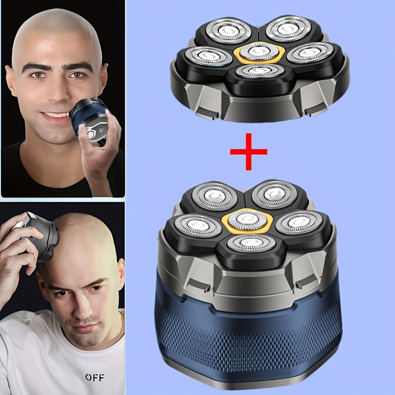 Беспроводной электробритва для мужчин, вращающаяся с 6 скоростями, с запасной лезвием