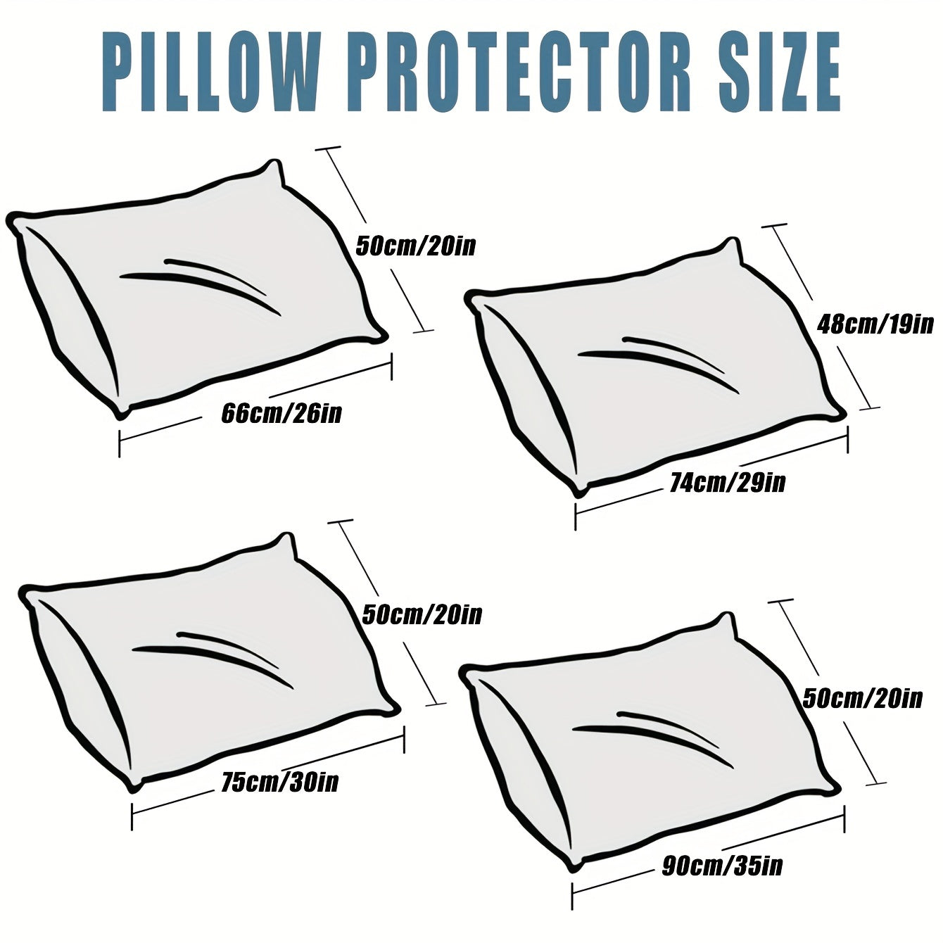 Waterproof Breathable Pillow Covers Set for Hypoallergenic Dustproof Soft Breathability