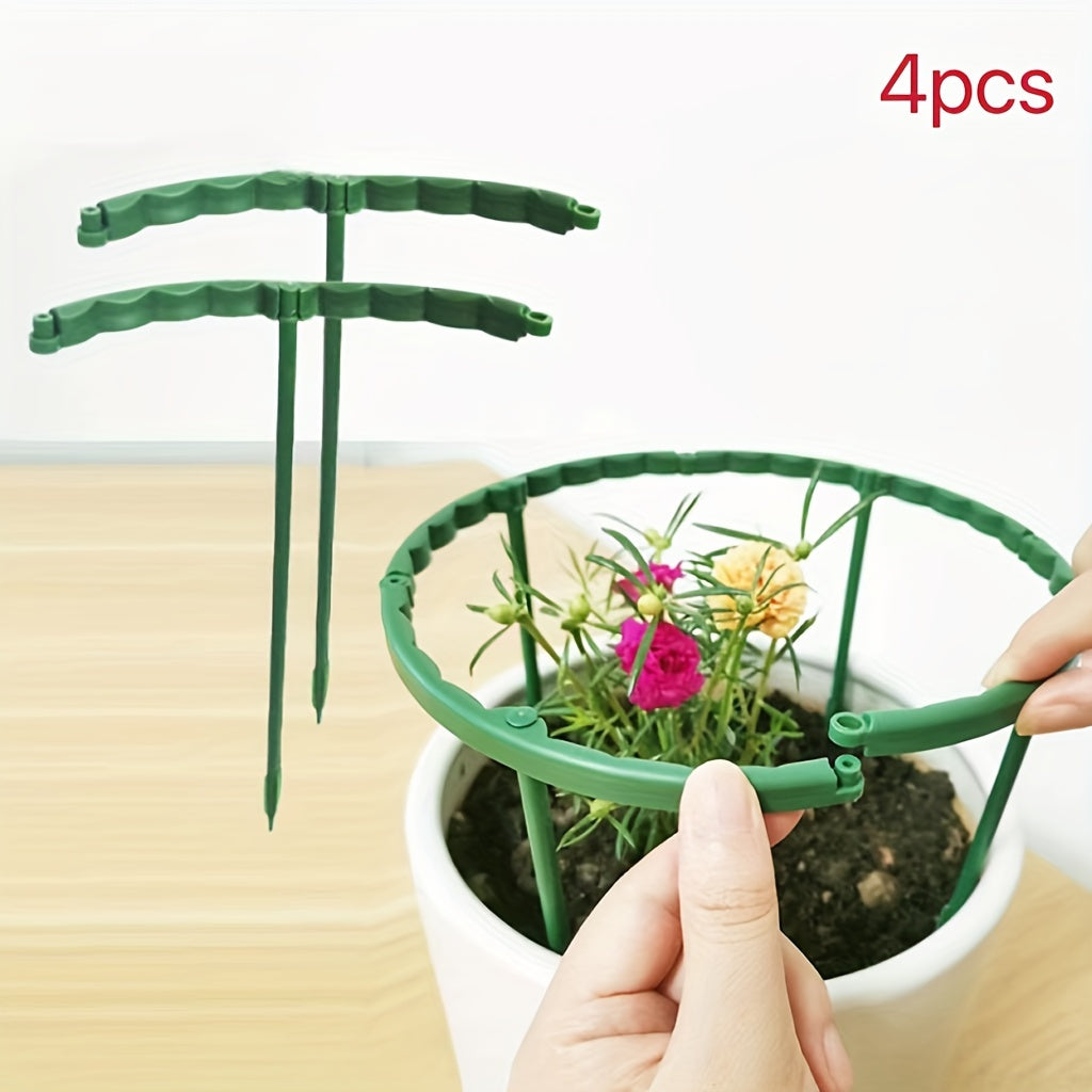 Set of 4 Green Plastic Plant Support Stakes 24.99cm for Indoor and Greenhouse Use