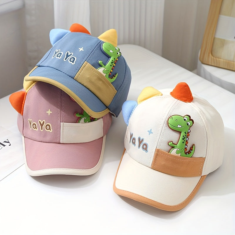 Kids Boys Baseball Cap with Cartoon Dinosaur Sun Protection for 1-3 Years