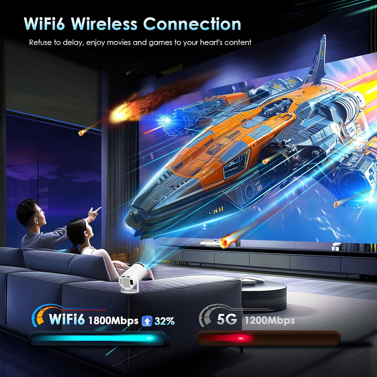 Mini 4K Projector Home Theater Wireless Bluetooth HD 220V 15000 Lumens